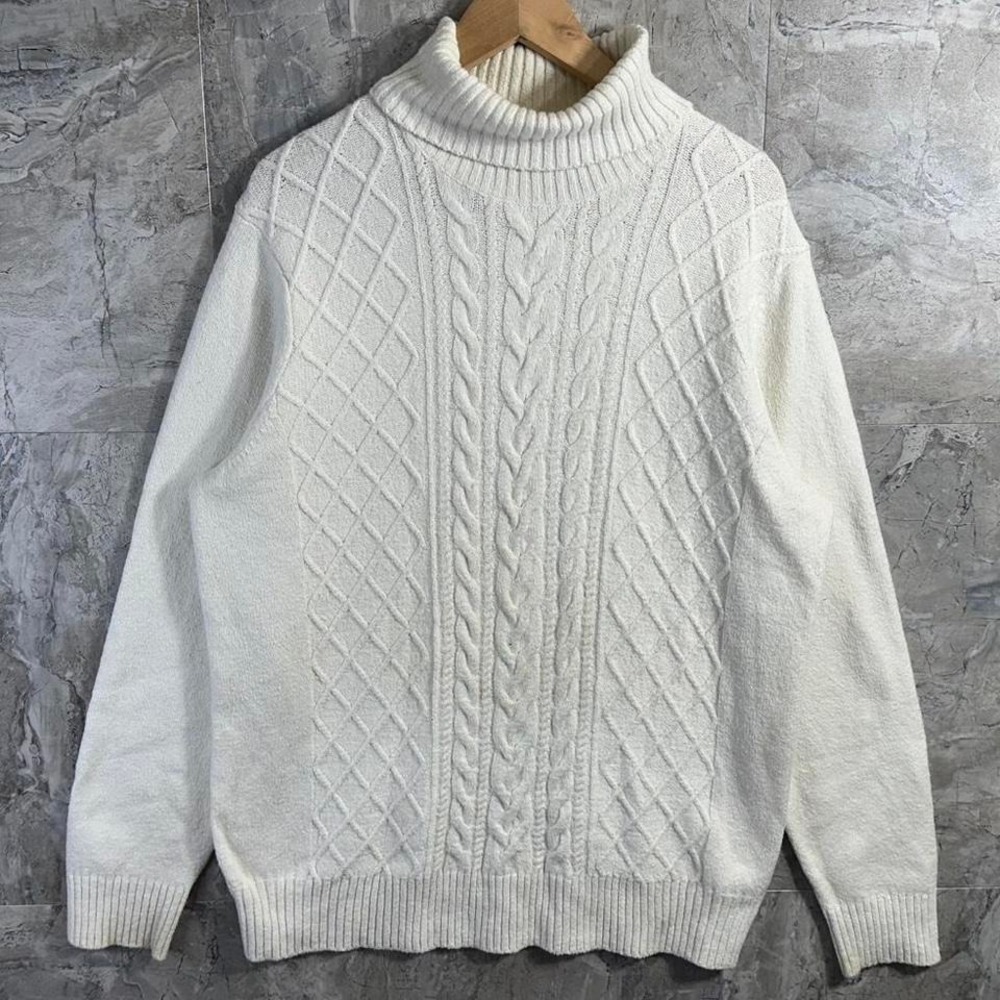 Joseph‎ Abboud thick cream cable knit turtle neck  sweater woman's  Size M #knit